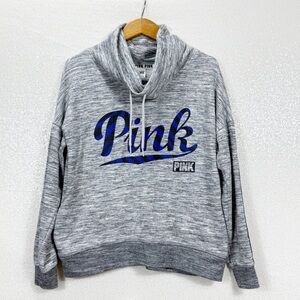 Victoria’s Secret PINK Funnel Neck Pullover Hoodie – Gray Heather – Size Small